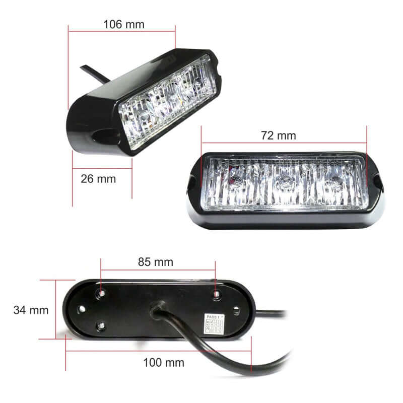 3 LED аварийна светлина, блиц, жълта диодна светлина 12 – снимка 2