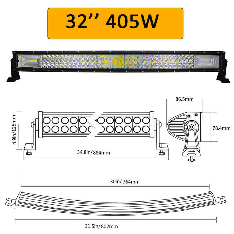 7d 7д диоден лед бар извит / LED bar 80 см 405w