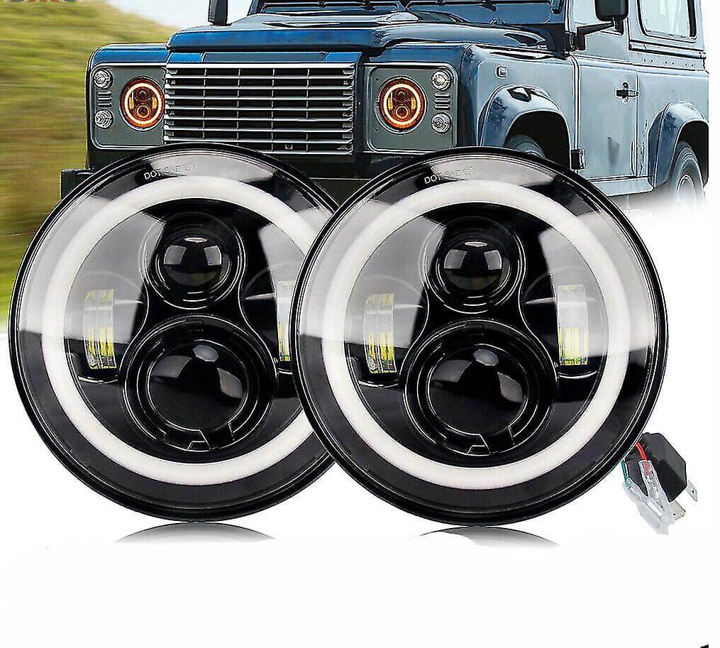 Комплект Кръгли LED фарове 7" 70W H4 букса, къси, дълги, дневни и мигач – снимка 9