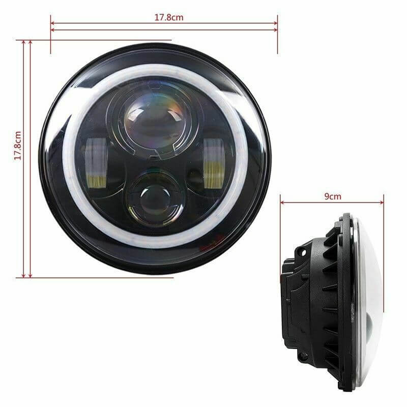 Комплект Кръгли LED фарове 7" 70W H4 букса, къси, дълги, дневни и мигач – снимка 6