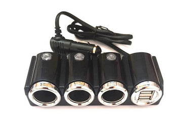 Разклонител за запалка 3-ка + 2 USB 12 / 24V