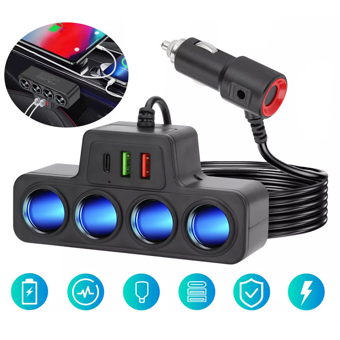 Разклонител за запалка 3в1 с 4 Гнезда - 12 / 24V – снимка 2
