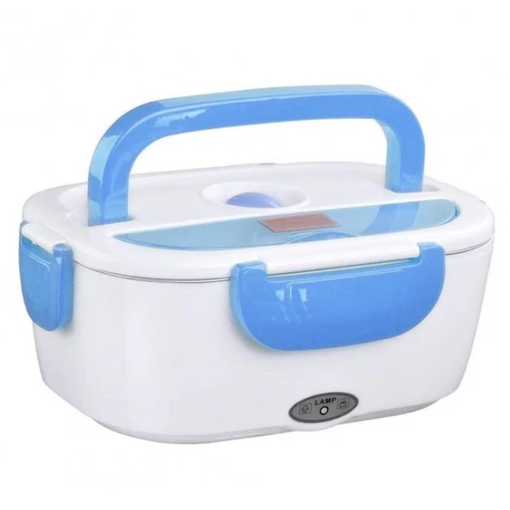 Кутия за храна с ел. подгряване 1.5л 12 / 24V и 220V, бяло-синя – снимка 5