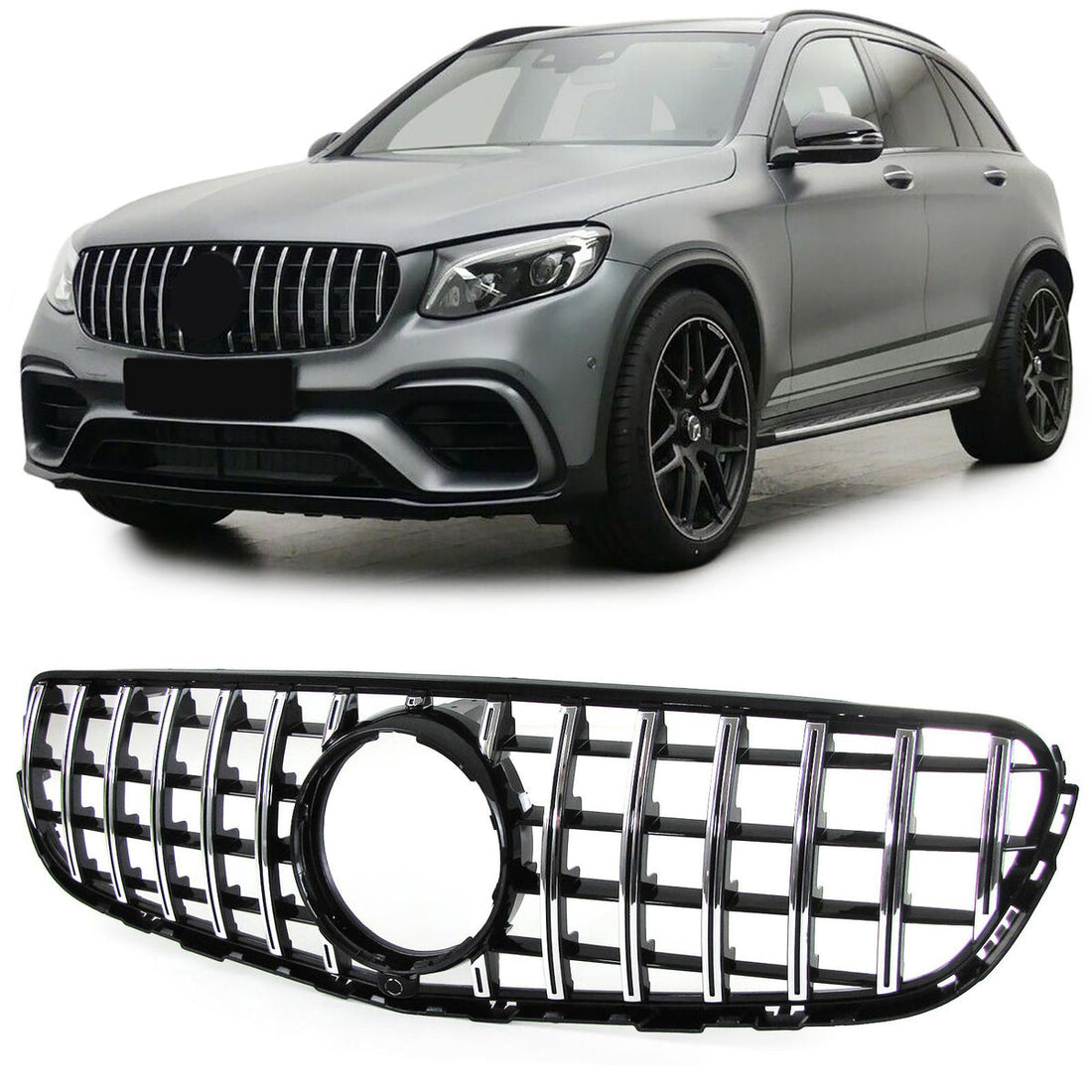 Решетка за Mercedes GLC SUV X253, GLC купе C253 2015-2018 с отвор за камера хром / черна