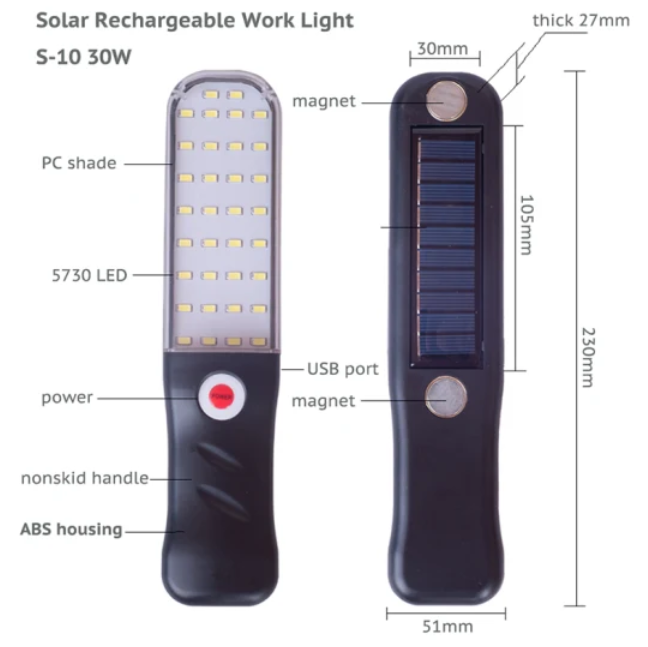 LED Работна лампа със соларно зареждане + USB – снимка 5