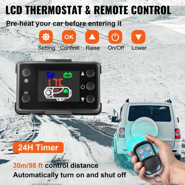 Суха дизелова печка G-tech 8 kW, 12V/24V с дистанционно управление и LCD дисплей