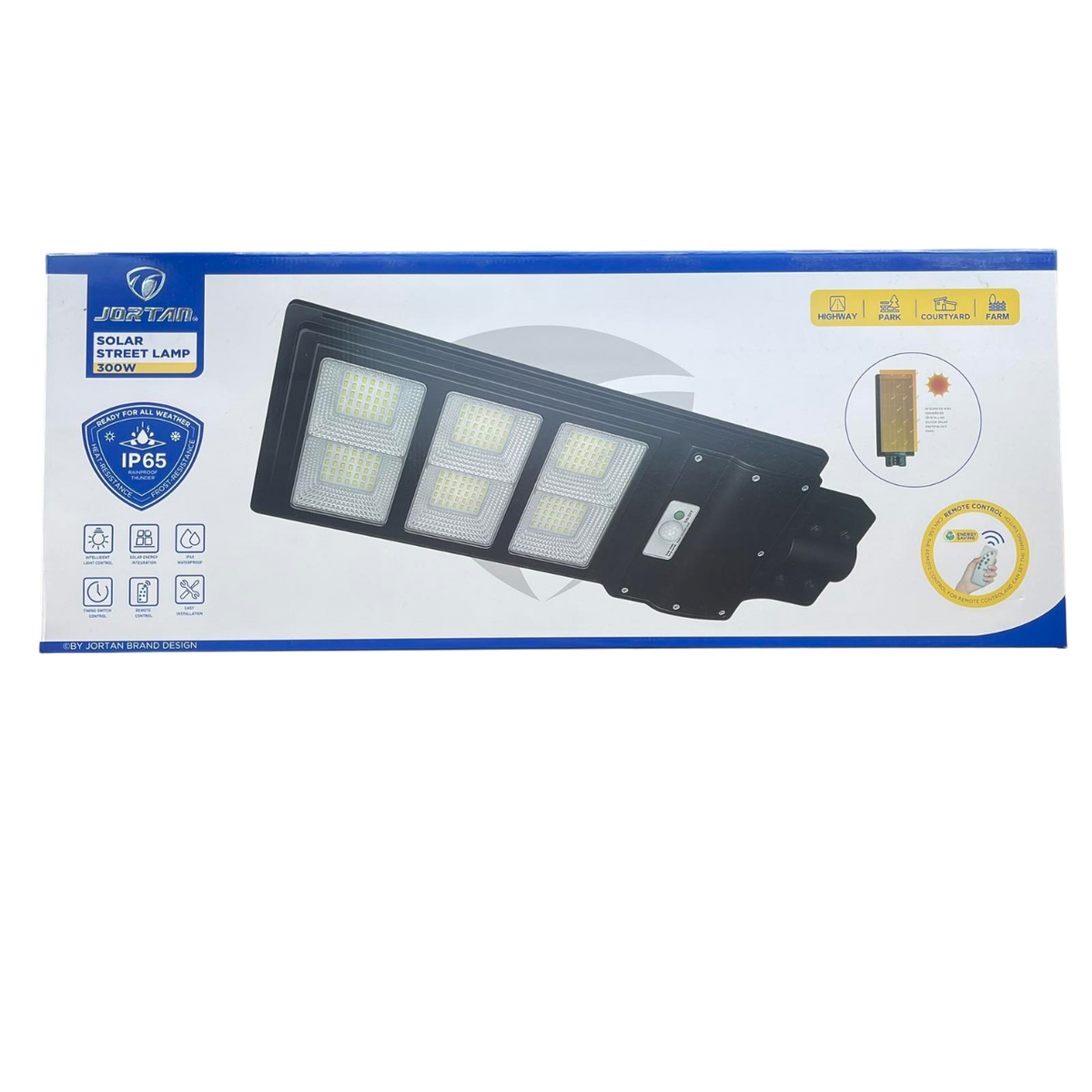 Улична соларна лампа Jortan със соларен панел и стойка, 300W, IP66, 12-16 часа автономия, Батерия 15 – снимка 6