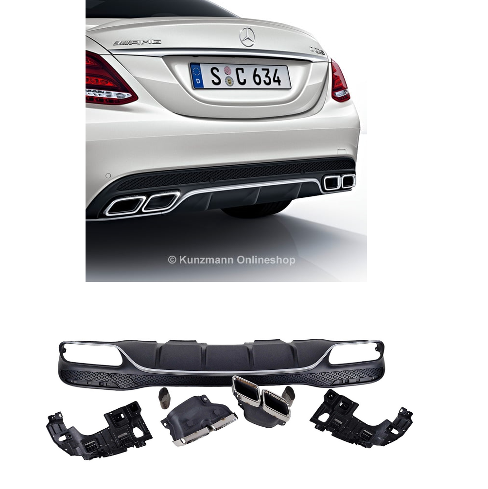 Дифузьор с накрайници хром amg optik c63 за Mercedes c-class w205 / s205