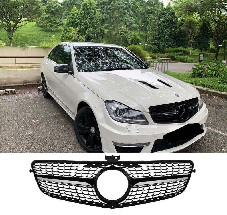 Хром / черна диамантена решетка за Mercedes C класа W204 седан, комби, купе 2007-2014