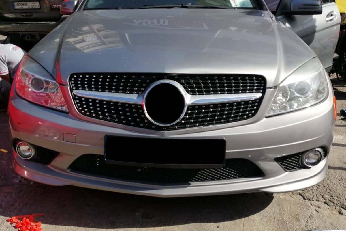 Хром / сива диамантена решетка за Mercedes C класа W204 седан, комби, купе 2007-2014 – снимка 2